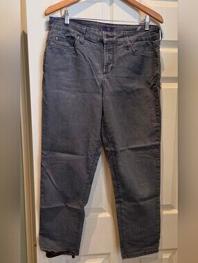 NYDJ Straight Leg Ankle Jeans in Washed Charcoal With Stretch